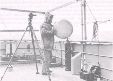 Pilot balloon theodolite on <I>Discovery II</I>