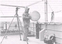 Pilot balloon theodolite on <I>Discovery II</I>