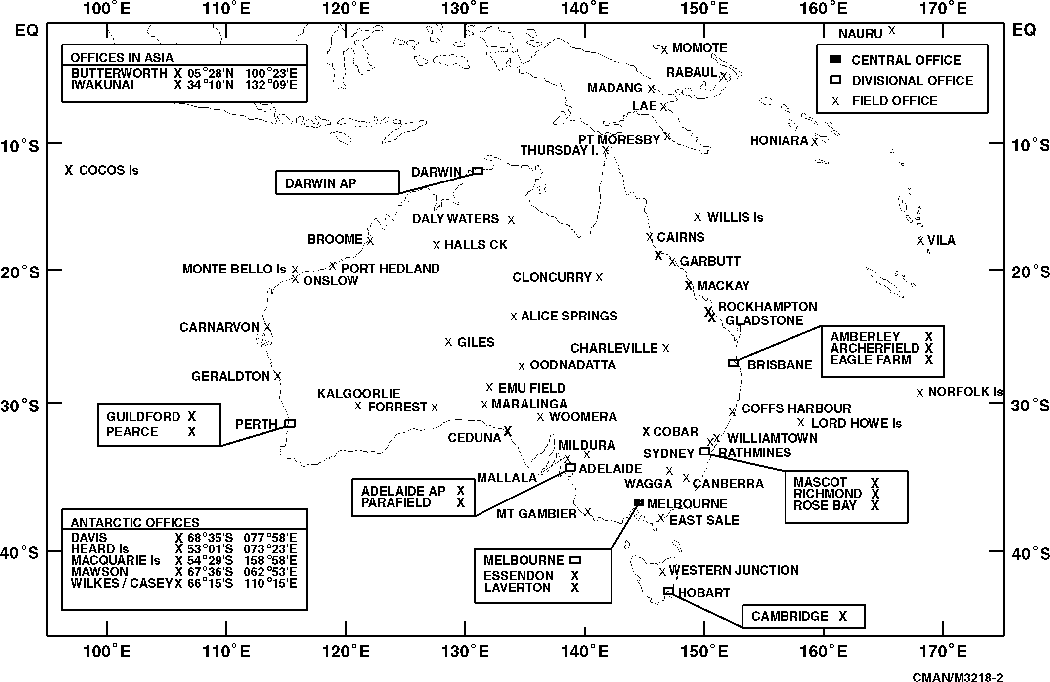 Location of Bureau offices, 1946–1962