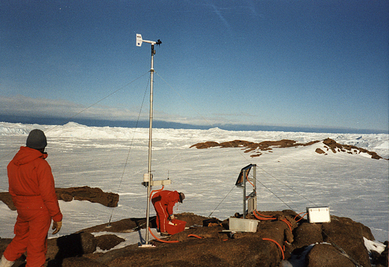 Automatic Weather Station being installed