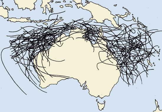 Tropical cyclone tracks