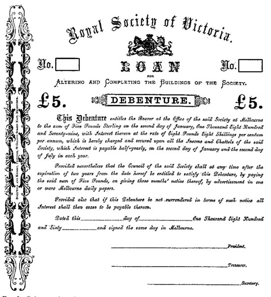 Debenture form, 1869